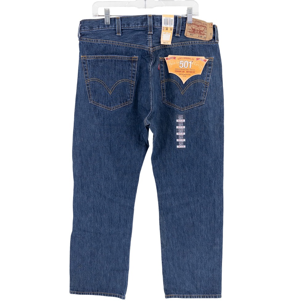 VTG NWT Deadstock Levis Mens 38x30 501 Original Fit Jeans Blue Button Fly Y2K - Picture 5 of 16
